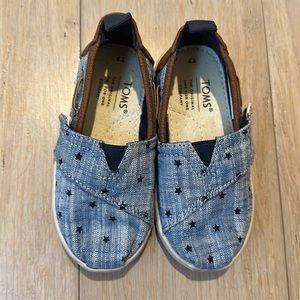 Toms Tiny Alpargata Chambray Stars Toddler Size 7